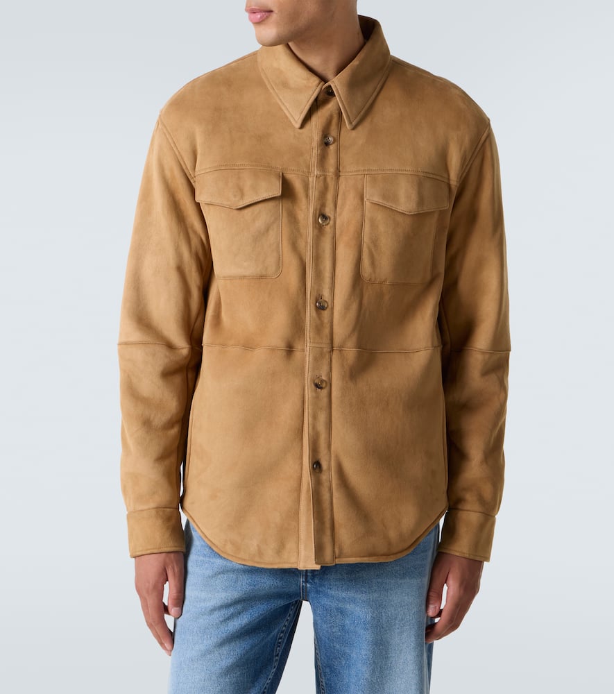 The Row Bento Shearling-lined Suede Jacket In Brown