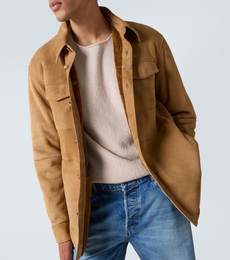 The Row Bento Shearling-lined Suede Jacket In Brown