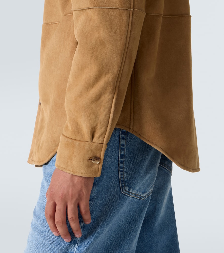 The Row Bento Shearling-lined Suede Jacket In Brown