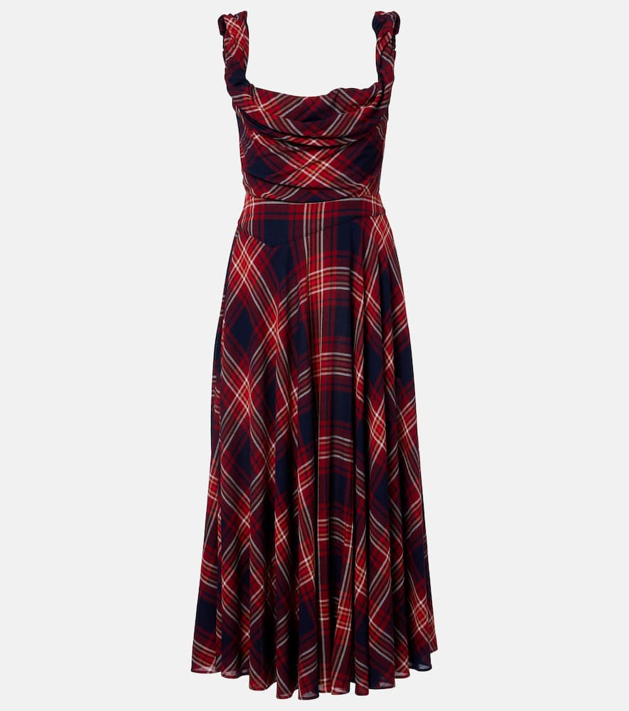 Vivienne Westwood Chichi Draped Plaid Midi Dress In Red