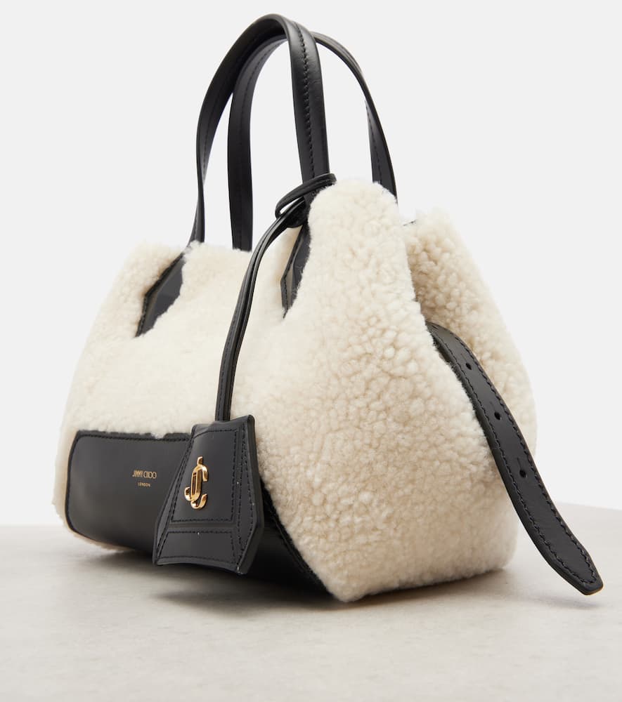 Jimmy Choo Diamond Small Shearling Tote Bag In White