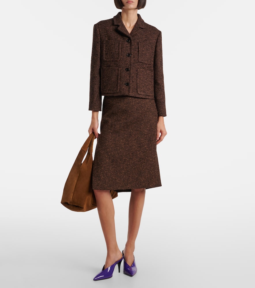 Gucci Wool-blend Tweed Jacket In Brown