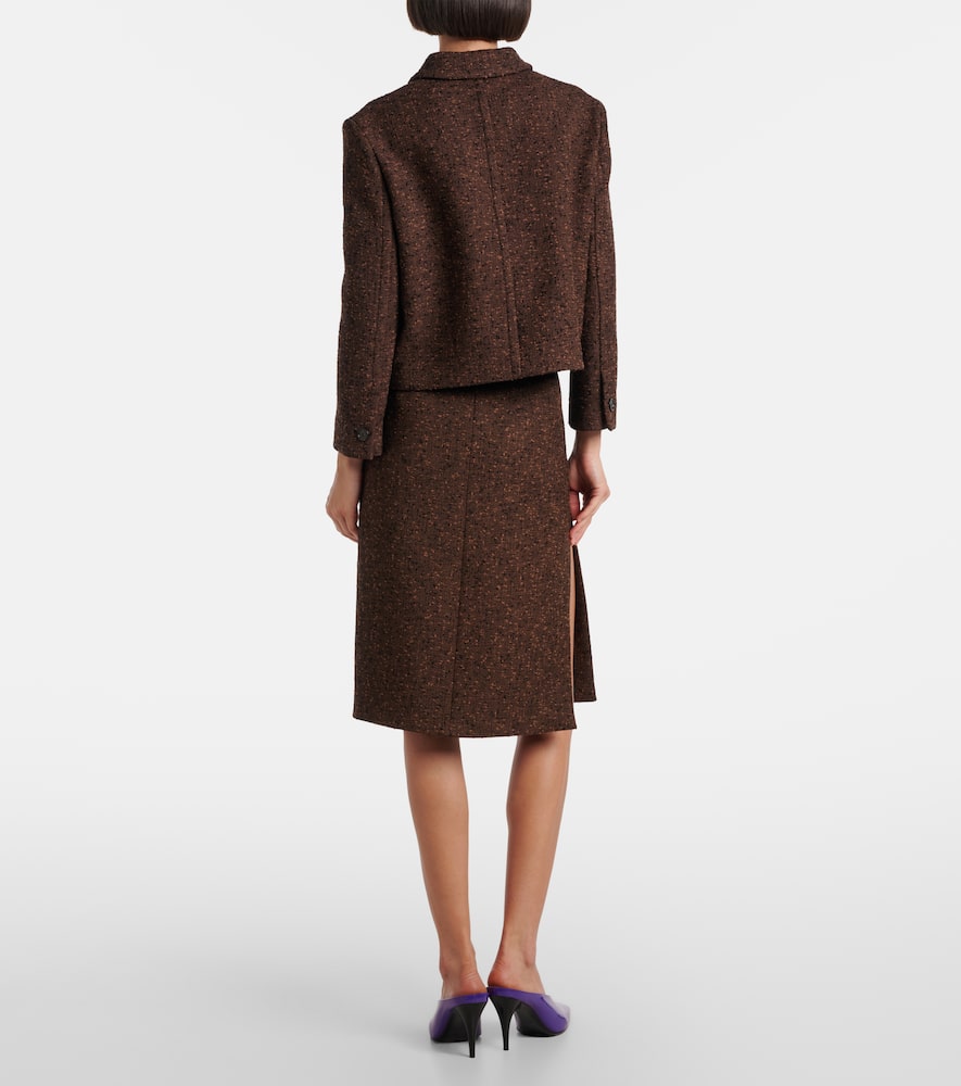 Gucci Wool-blend Tweed Jacket In Brown