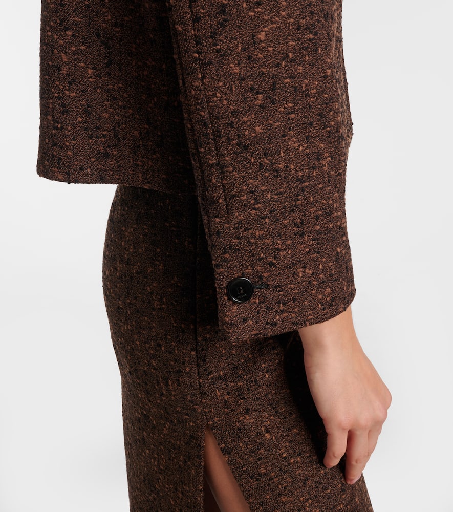 Gucci Wool-blend Tweed Jacket In Brown