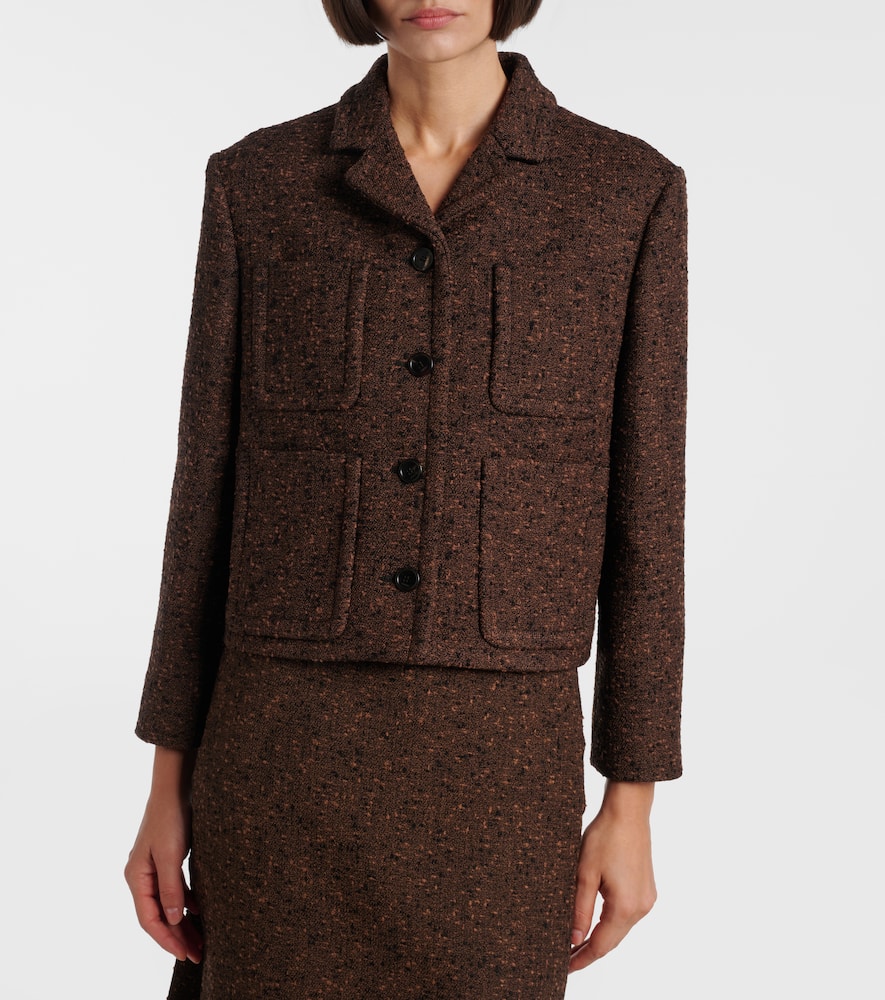 Gucci Wool-blend Tweed Jacket In Brown