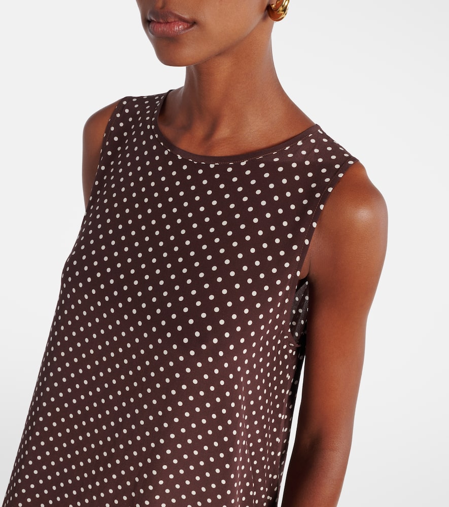 Asceno Polka-dot Silk Midi Dress In Brown