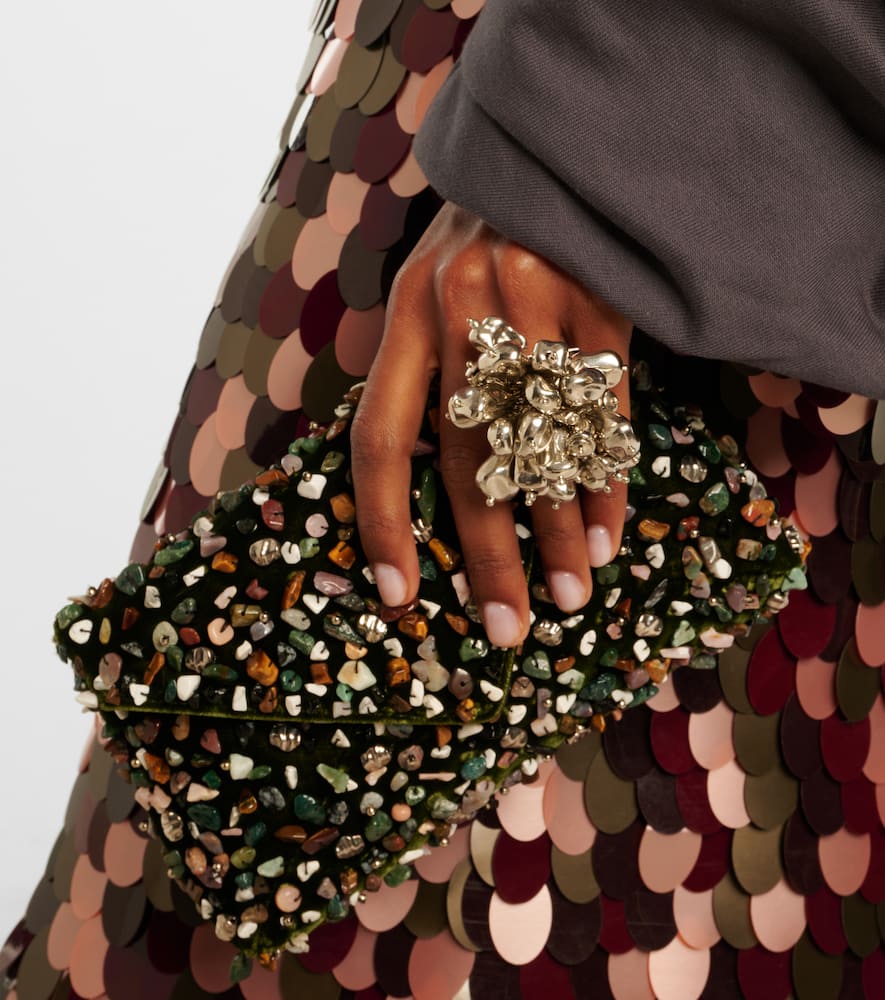 Dries Van Noten Beaded Ring In Silver