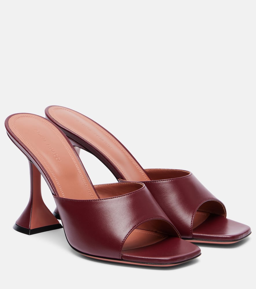 Amina Muaddi Lupita 95 Leather Mules In Burgundy