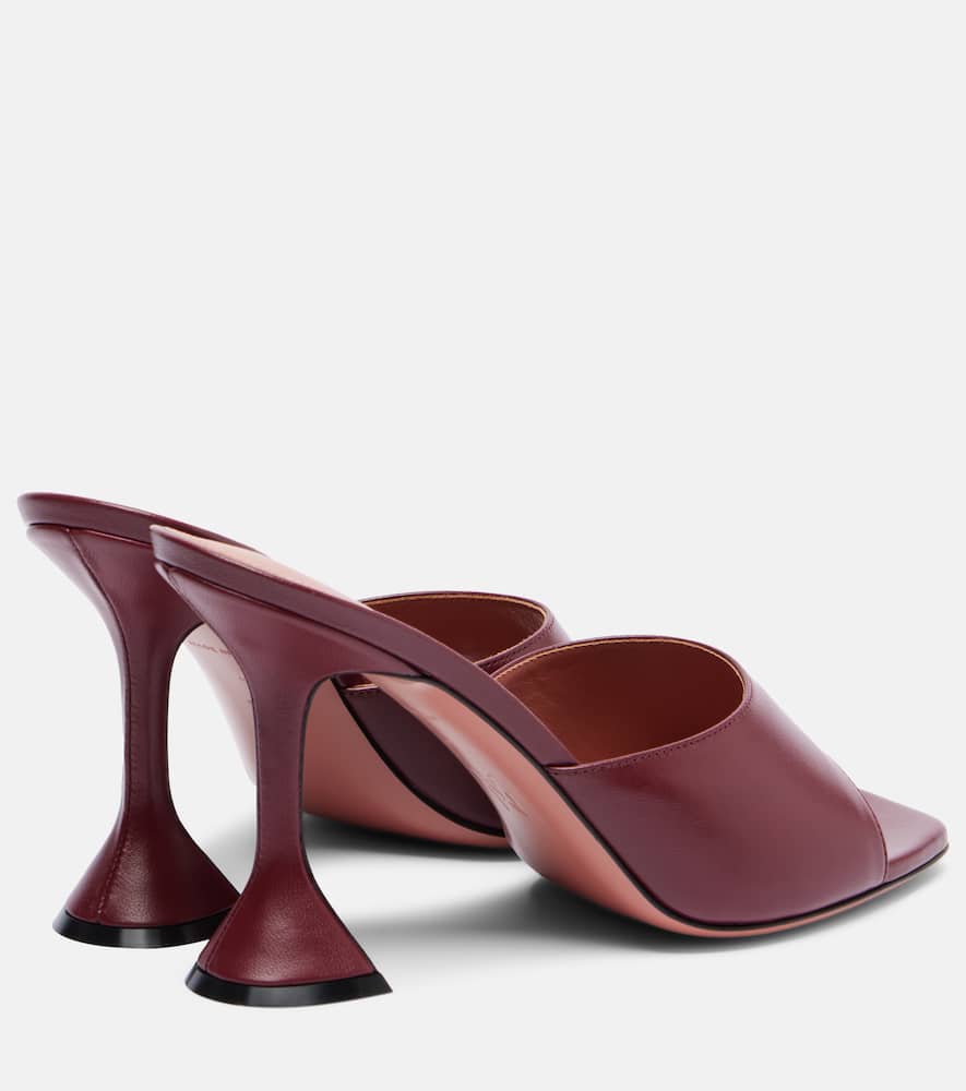Amina Muaddi Lupita 95 Leather Mules In Burgundy