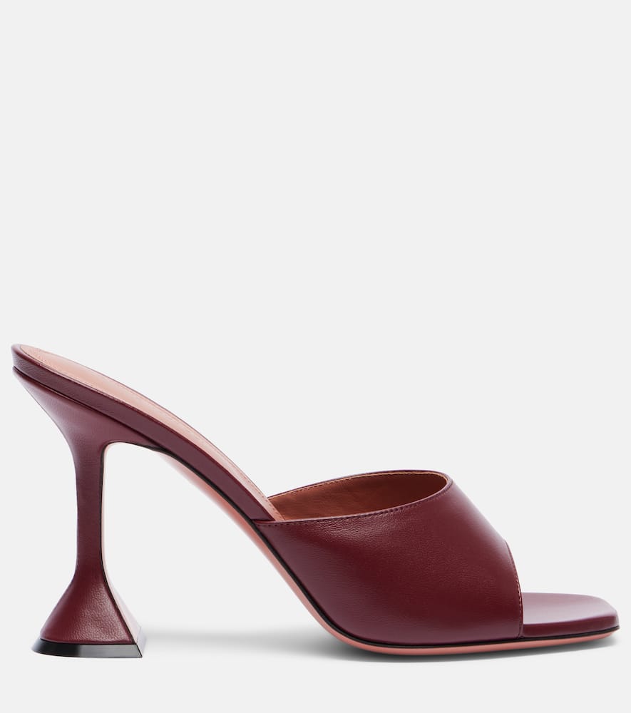 Amina Muaddi Lupita 95 Leather Mules In Burgundy