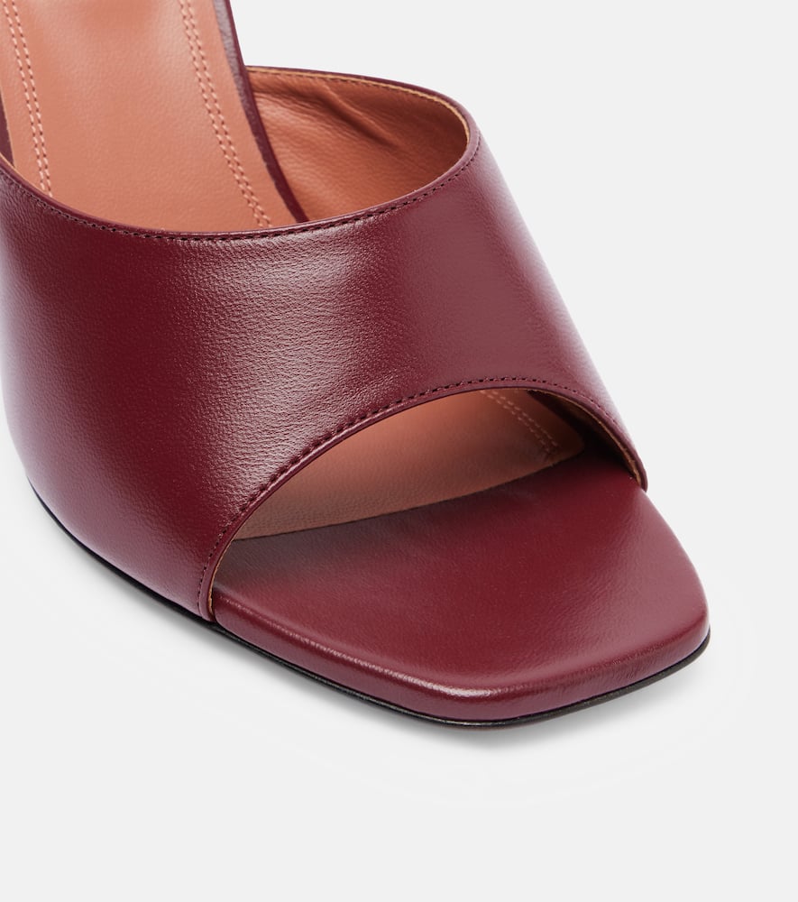 Amina Muaddi Lupita 95 Leather Mules In Burgundy