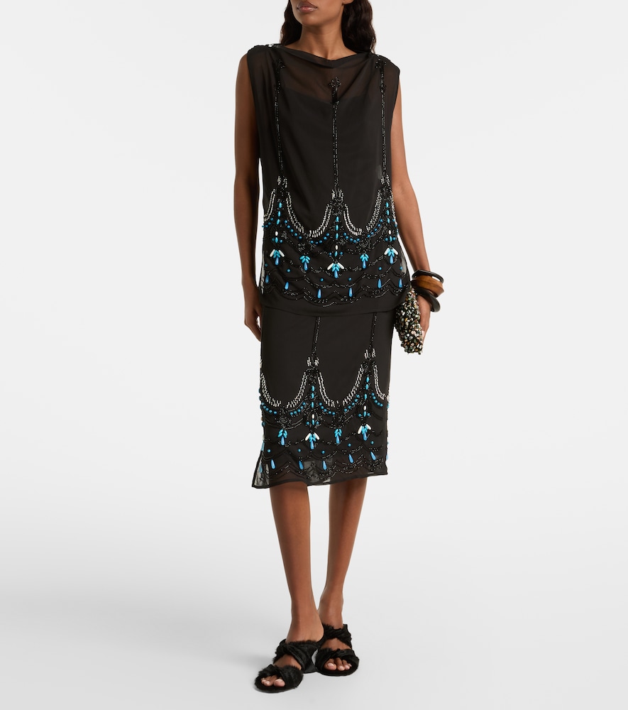 Xu Zhi Beaded jersey midi skirt