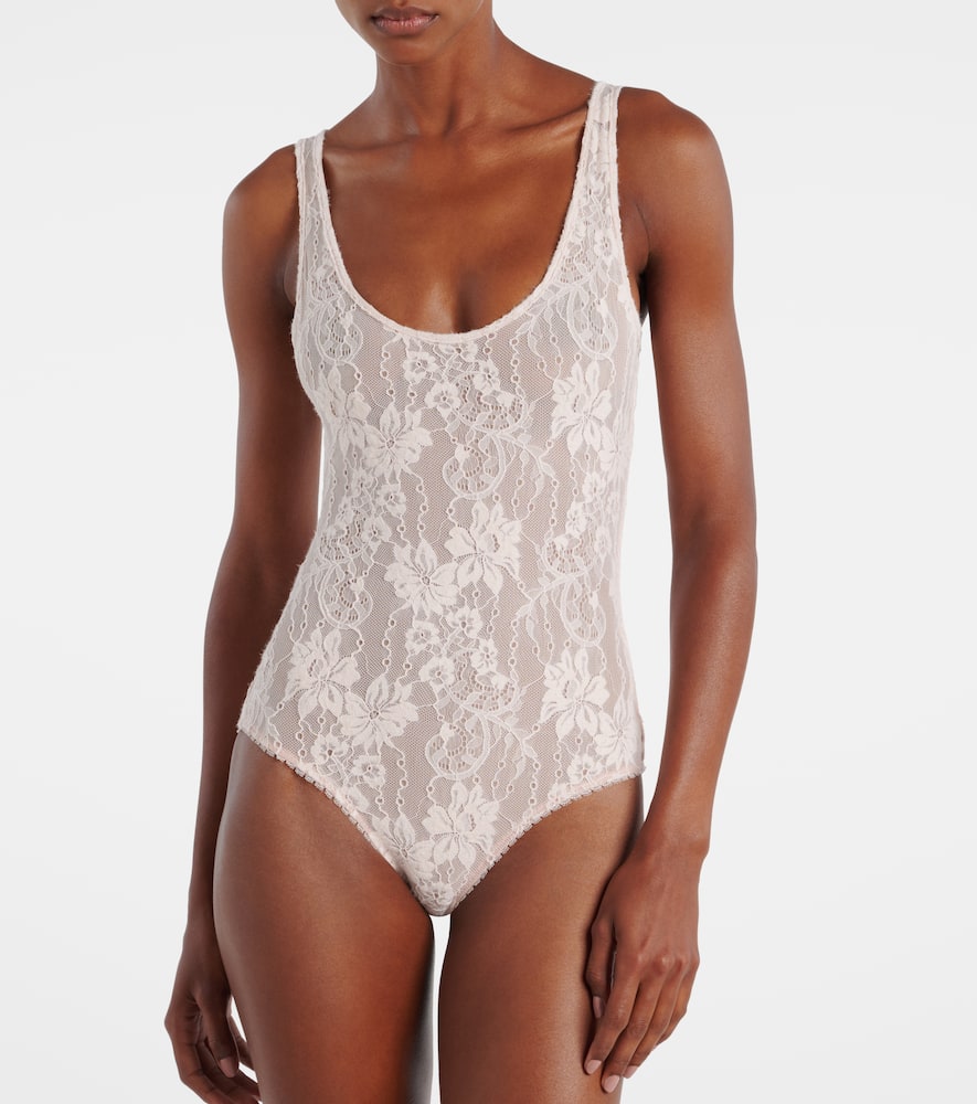 Zimmermann Floral Lace Bodysuit In Neutral