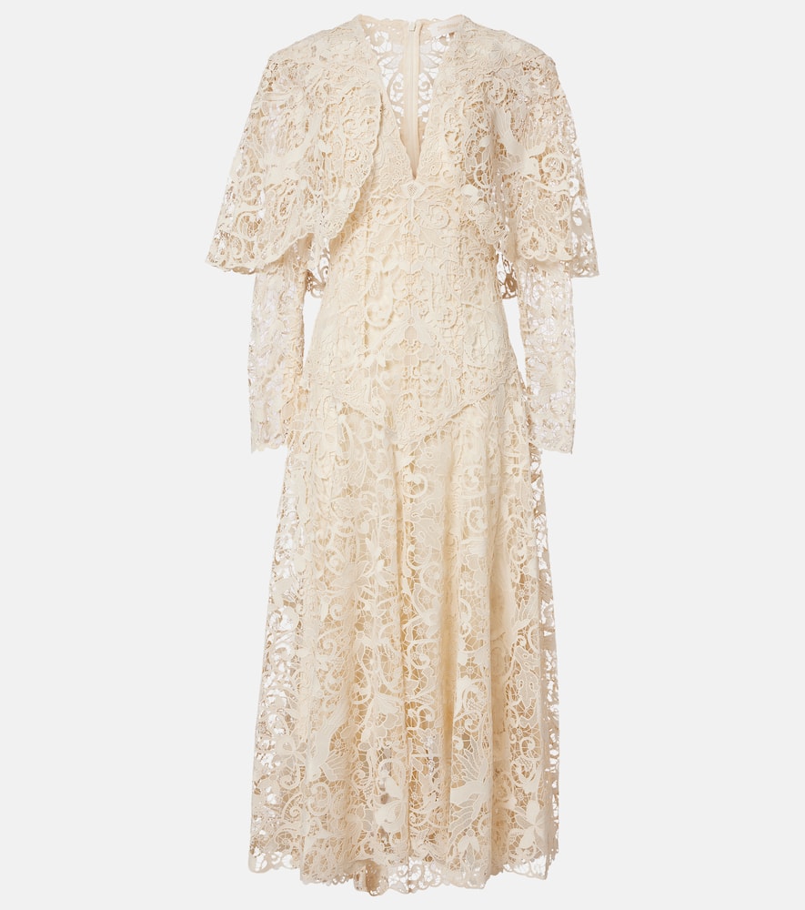Zimmermann Memento Long-sleeve Lace Dress In Metallic