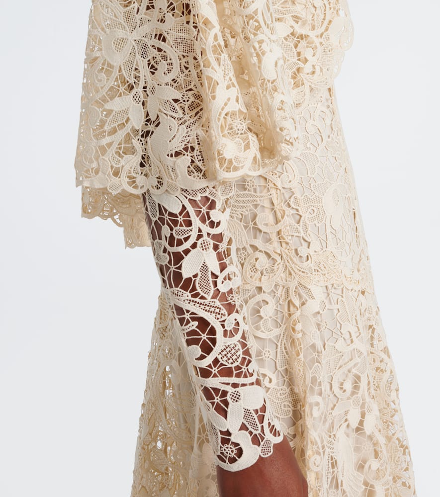 Zimmermann Memento Long-sleeve Lace Dress In Metallic