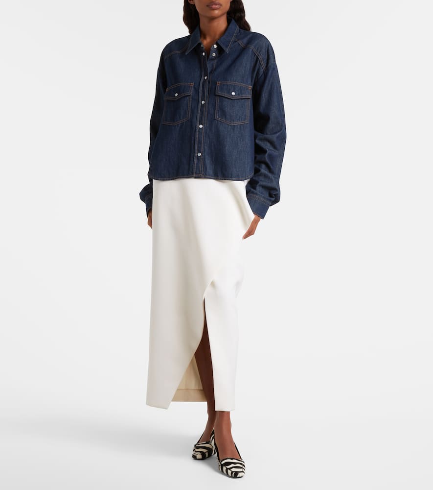 Khaite Grenon Asymmetric Denim Shirt In Blue