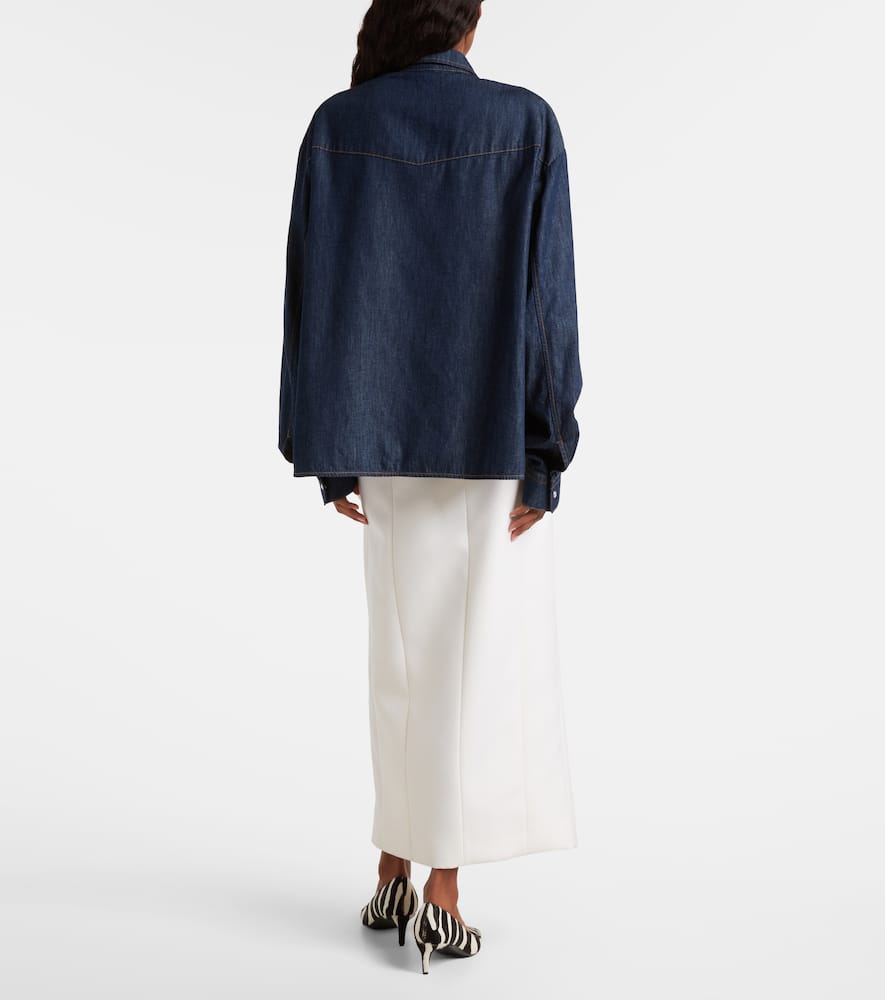 Khaite Grenon Asymmetric Denim Shirt In Blue