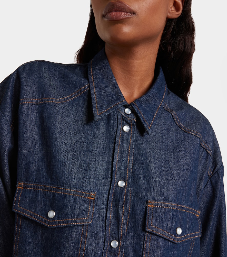 Khaite Grenon Asymmetric Denim Shirt In Blue