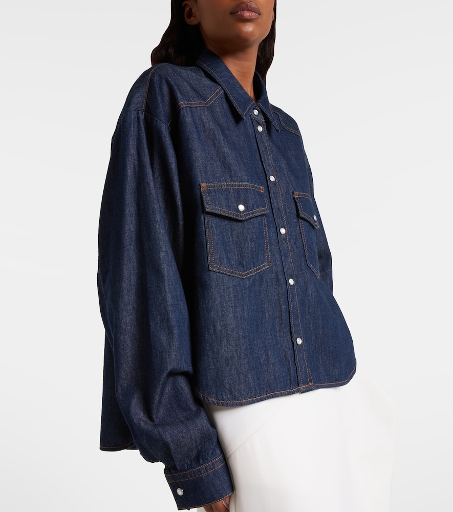 Khaite Grenon Asymmetric Denim Shirt In Blue