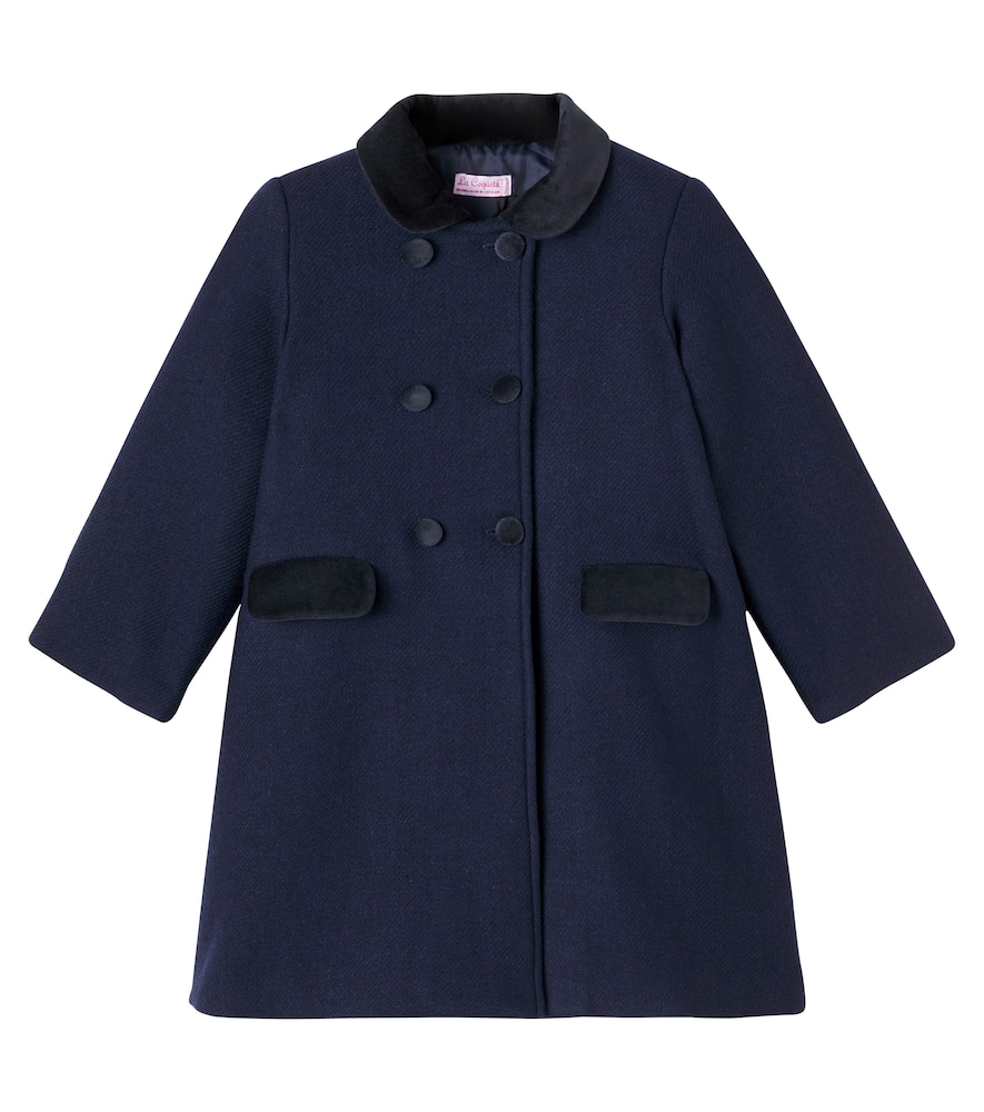 La Coqueta Kids' Arrieta Wool-blend Coat In Blue