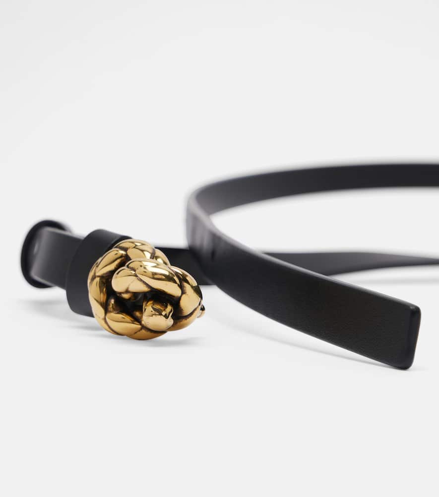 Bottega Veneta Knot Leather Belt In Black
