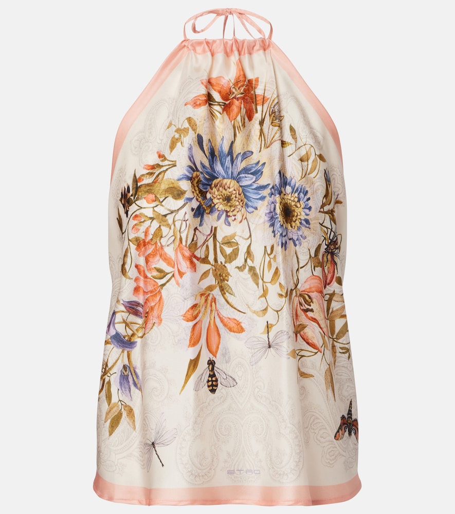 Etro Women's Multicoloured Floral Halterneck Open-Back Silk Top - Mytheresa