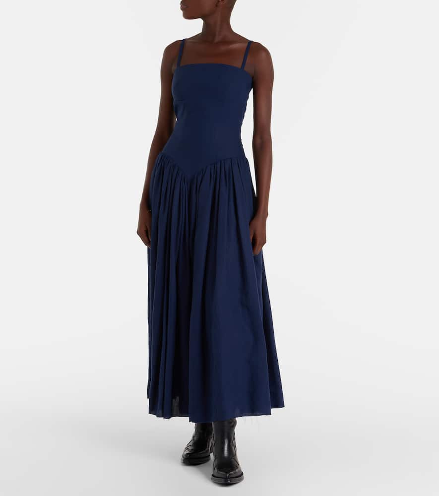 Gabriela Hearst Oriana Linen Maxi Dress In Blue