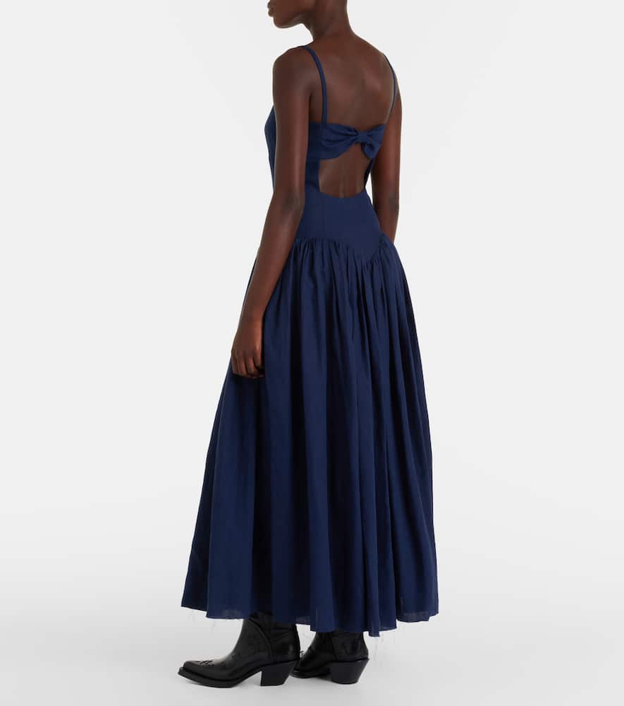 Gabriela Hearst Oriana Linen Maxi Dress In Blue