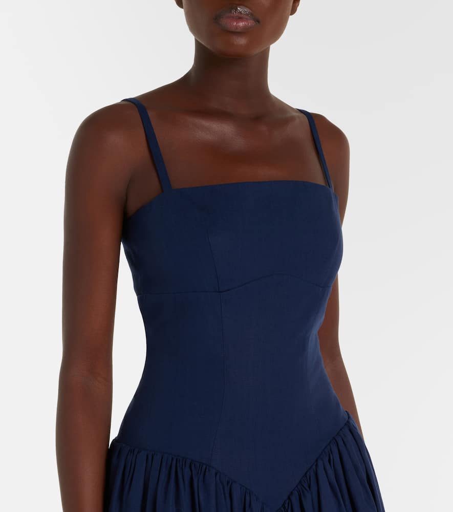 Gabriela Hearst Oriana Linen Maxi Dress In Blue