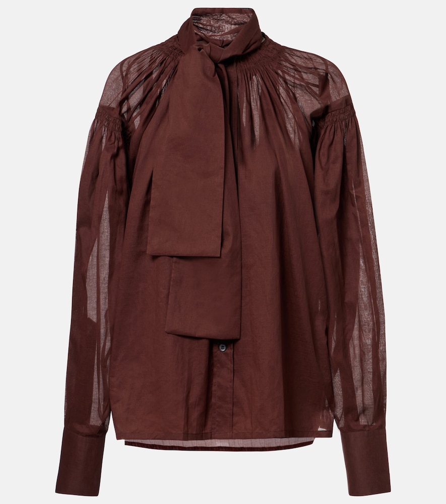 Blusa in cotone con fiocco