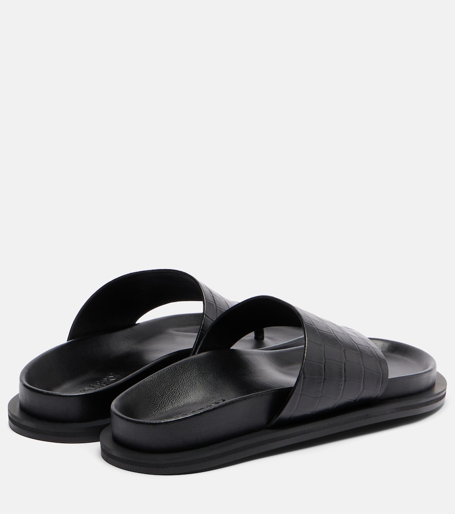 Imara Croc-Effect Leather Thong Sandals