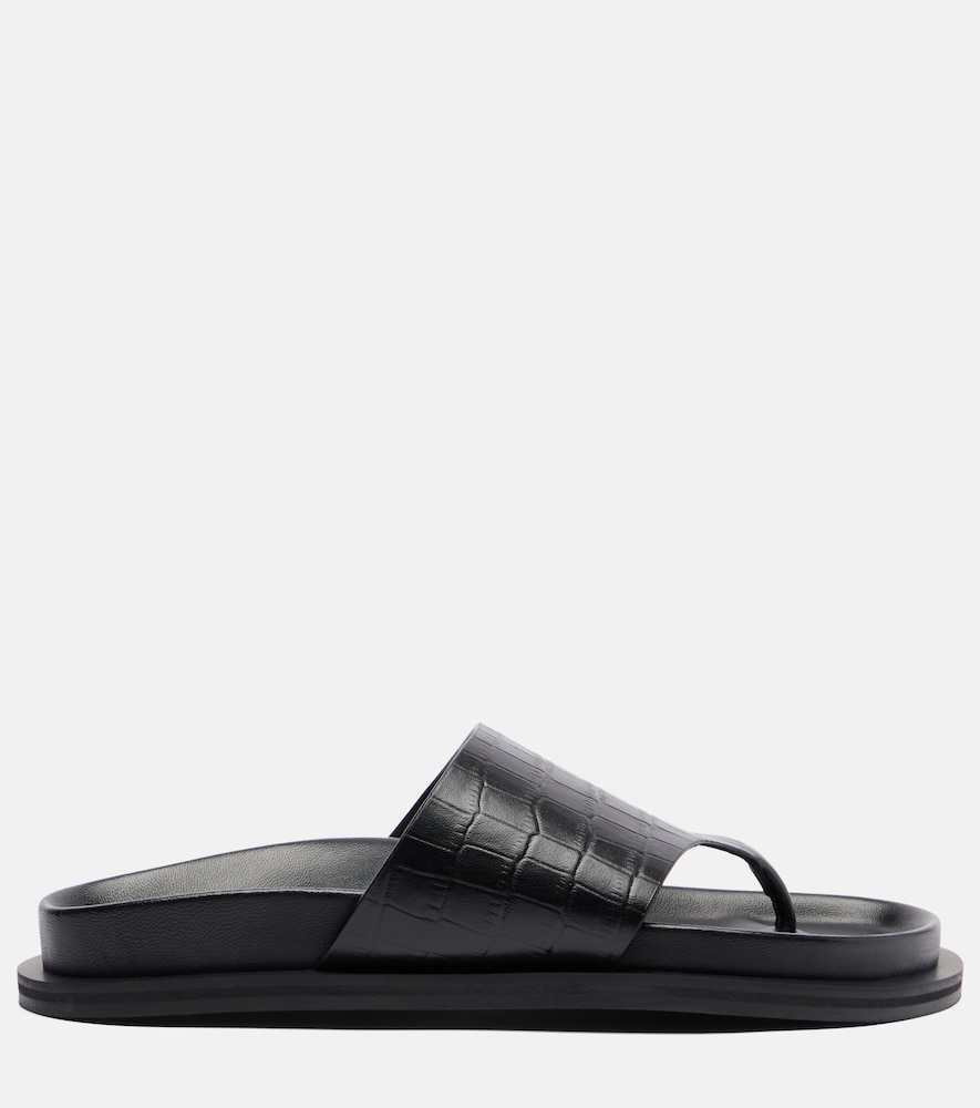 Imara Croc-Effect Leather Thong Sandals