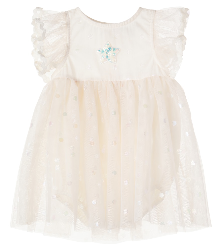 Bebe Organic Baby Embellished Polka-dot Tulle Dress
