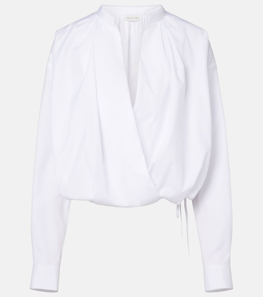 Dries Van Noten Women's White Draped Cotton Blouse UK Size 10 - Mytheresa