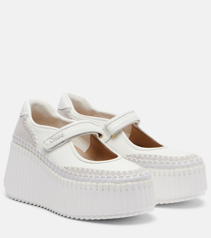 Chloe Women's White Nama Leather Platform Sneakers UK Size 9 - Mytheresa