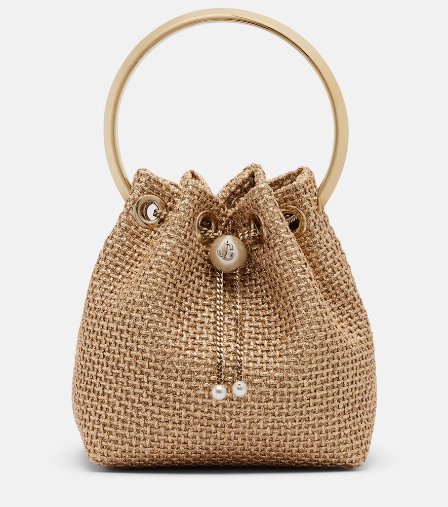 Jimmy Choo Bon Bon Small raffia-effect bucket bag