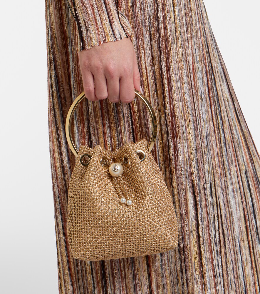 Jimmy Choo Bon Bon Small raffia-effect bucket bag