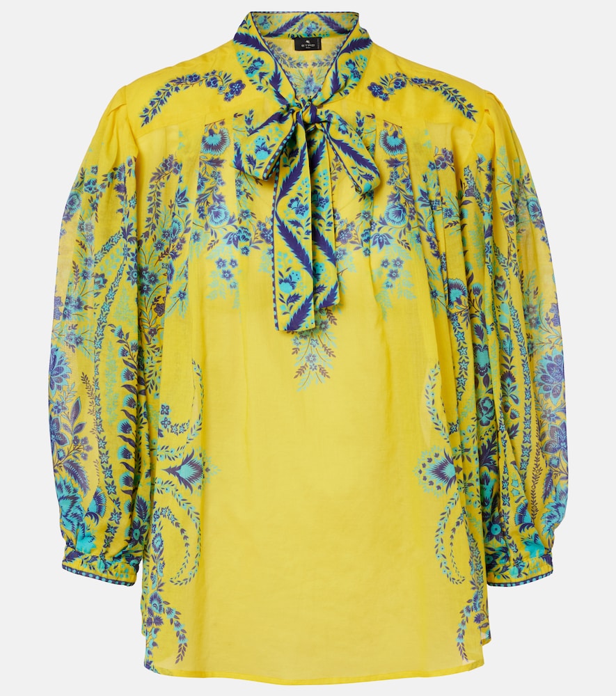 Etro Women's Yellow Floral Cotton Top UK Size 14 - Mytheresa