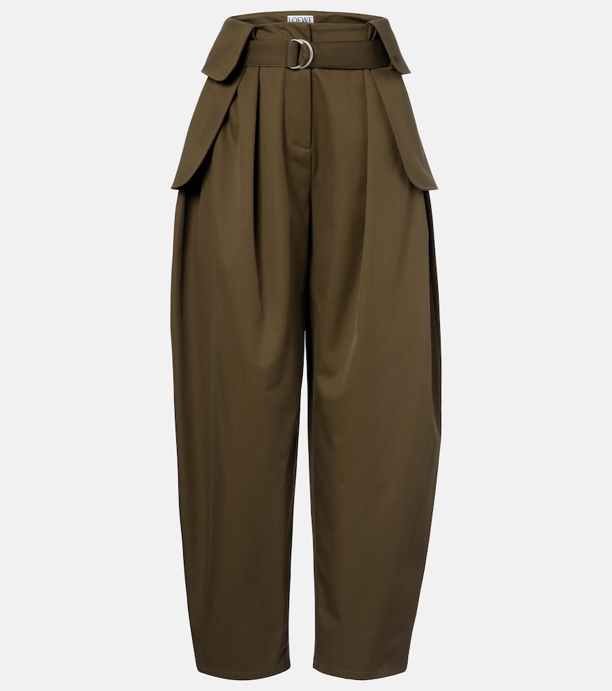 Loewe Double L cotton and silk barrel-leg pants