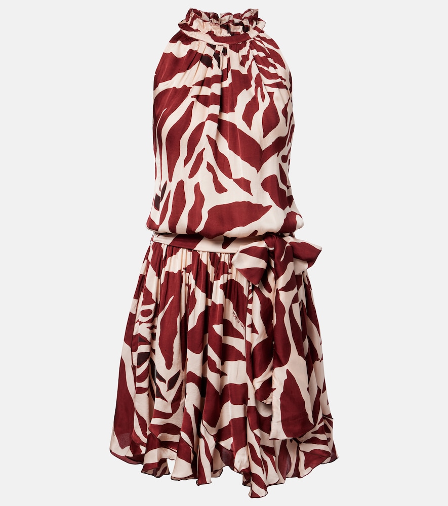 Poupette St Barth Bianca printed halterneck satin minidress