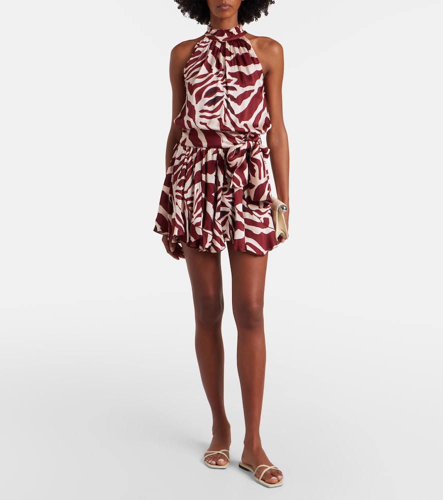 Poupette St Barth Bianca printed halterneck satin minidress