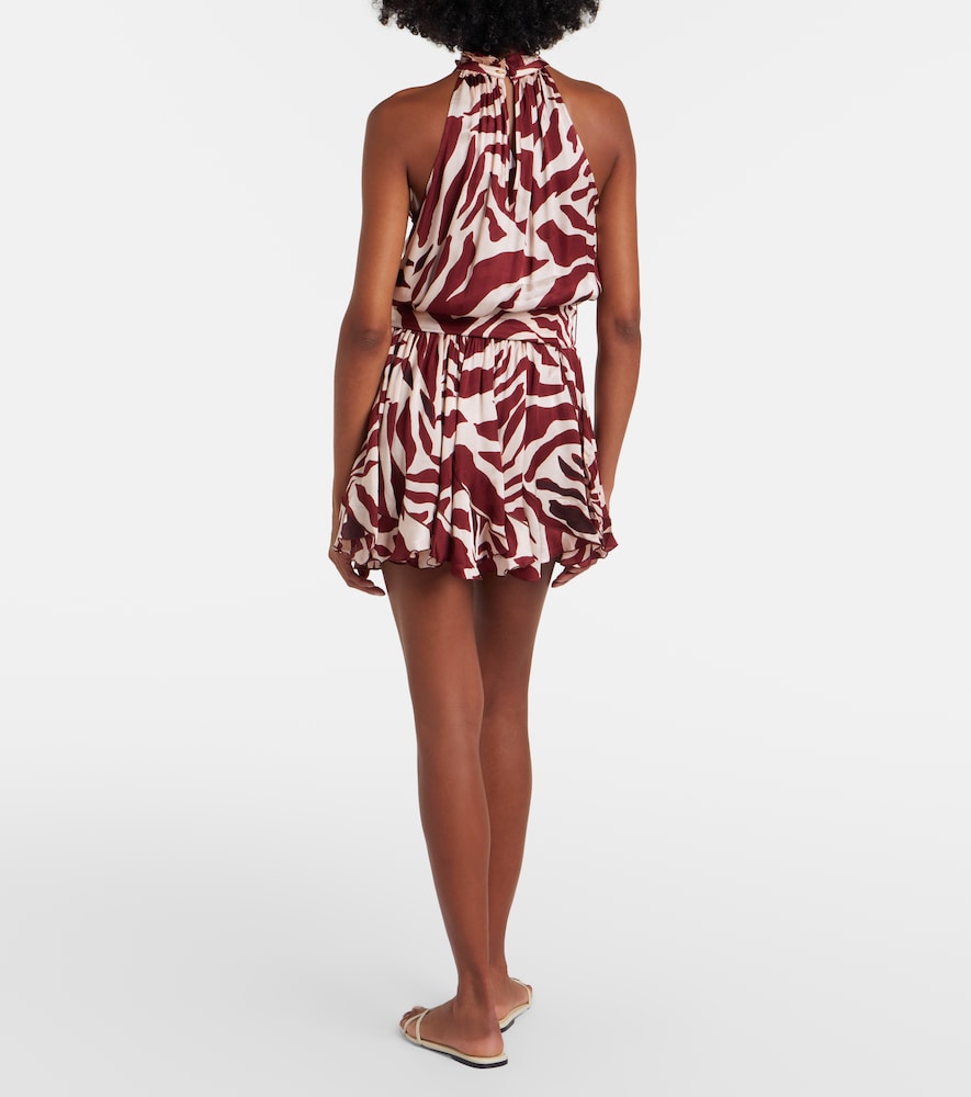  Poupette St Barth Poupette St Barth Bianca Printed Halterneck Satin Minidress 