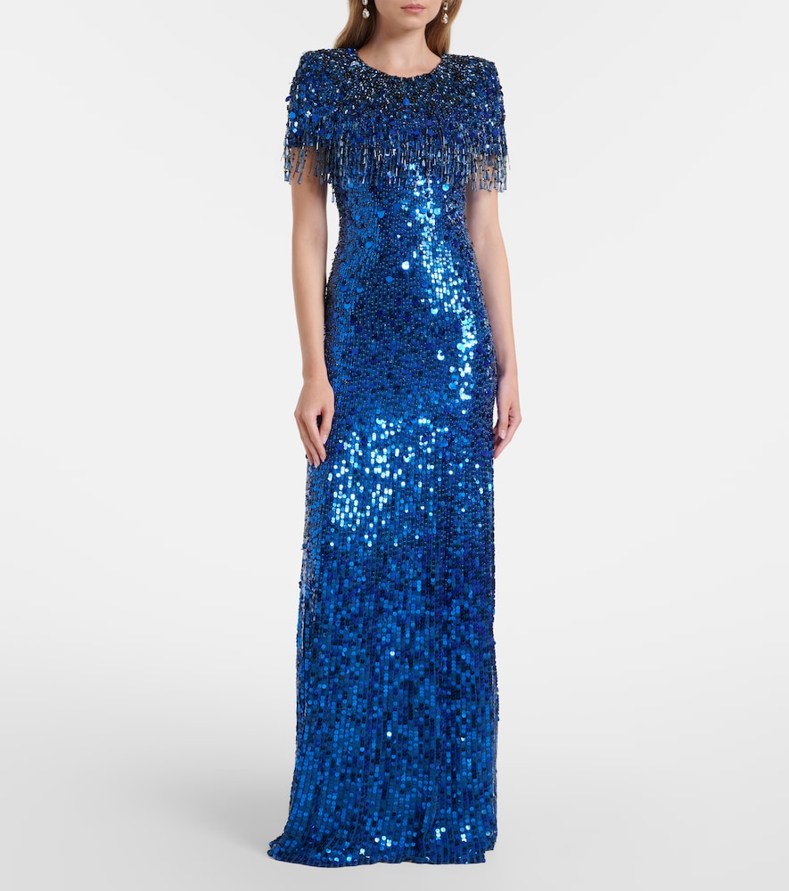 Jenny Packham Embellished fringed gown