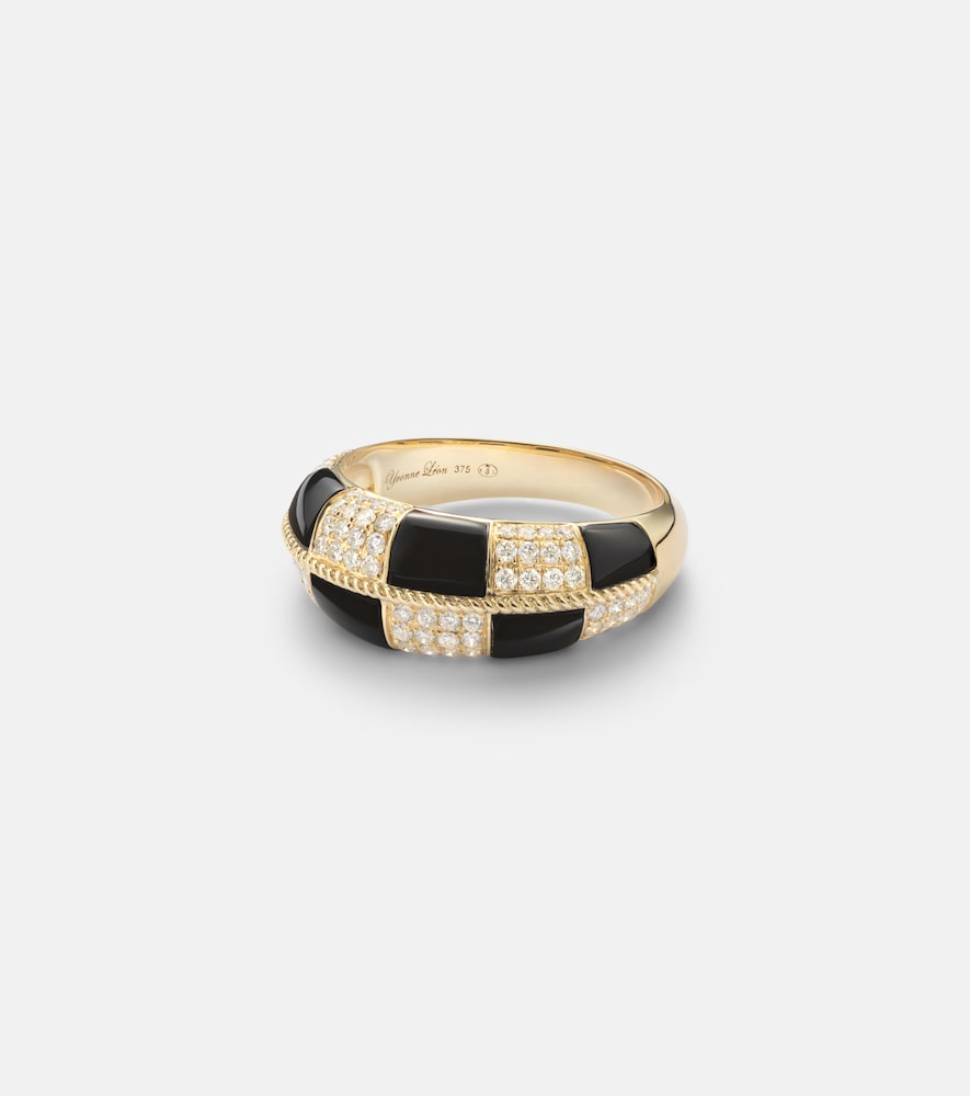 Yvonne Leon Yvonne Léon Alliance Damier 9kt gold ring with diamonds and onyx | Thumbnail 6 Yvonne Leon Yvonne Léon Alliance Damier 9kt gold ring with diamonds and onyx | Thumbnail 6