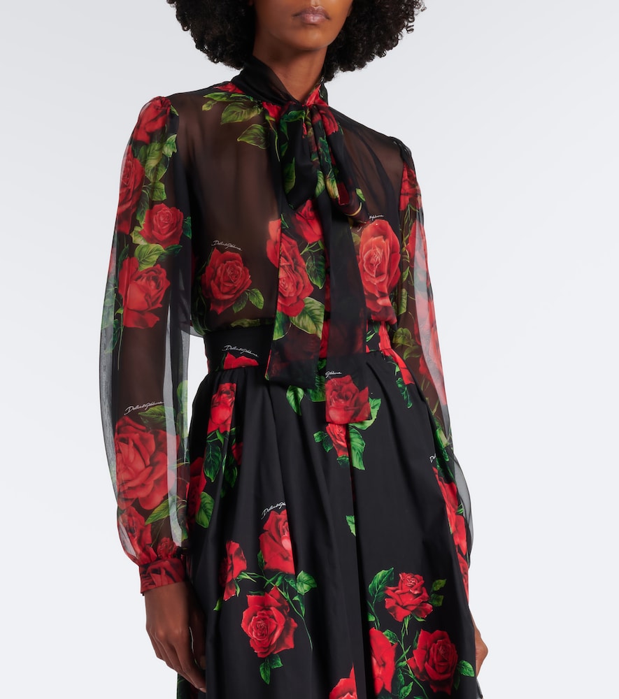 Dolce&Gabbana Floral Sheer Silk Chiffon Blouse