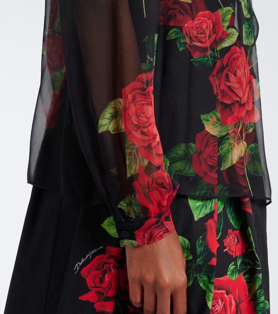 Dolce&Gabbana Floral Sheer Silk Chiffon Blouse