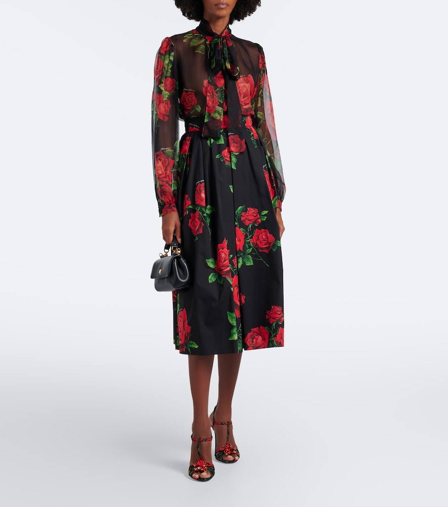 Dolce&Gabbana Floral Sheer Silk Chiffon Blouse