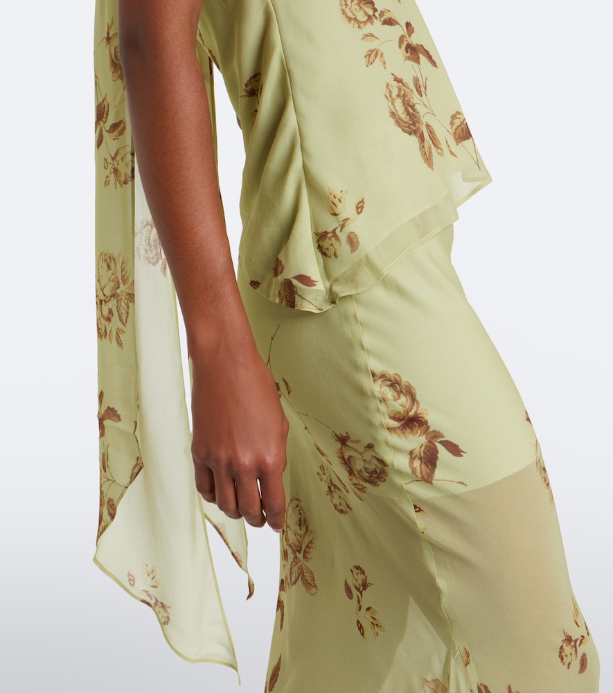 Diosa Floral Scarf-Detail Georgette Top