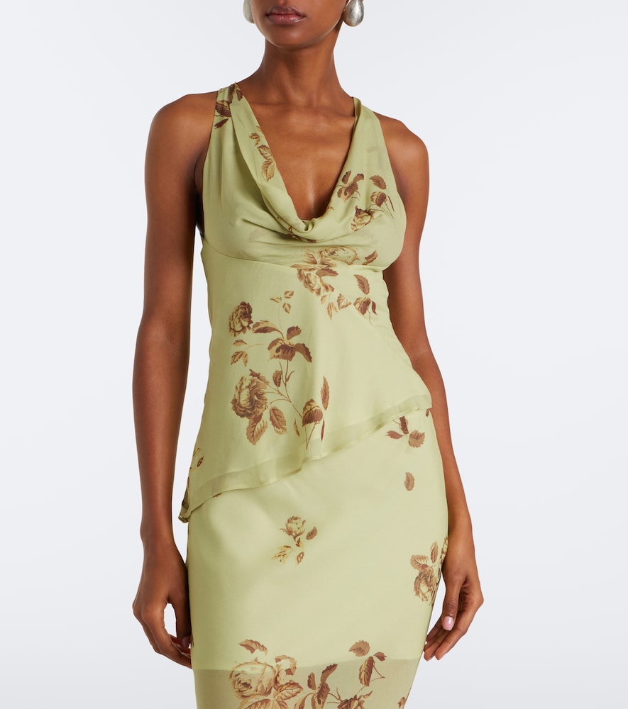 Diosa Floral Scarf-Detail Georgette Top