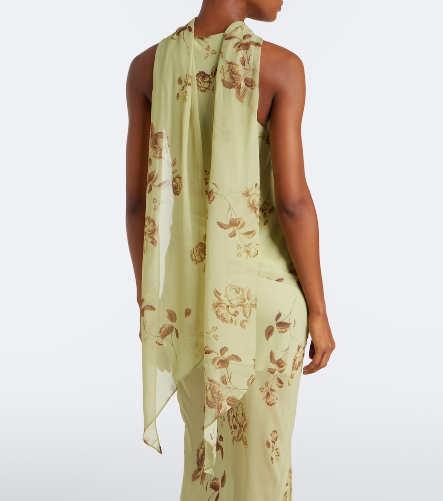 Diosa Floral Scarf-Detail Georgette Top